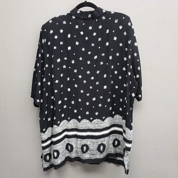 Vintage Caliche Collection Shirt Womens 18W Black White Rayon Button Up 90s USA - Picture 5 of 10
